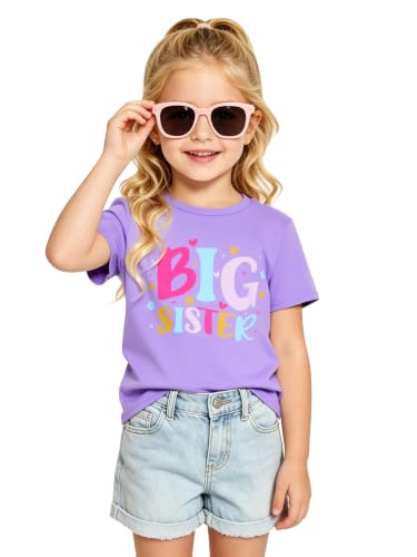 Image of Funnycokid Big Sister Shirts for Girls Pregnancy Announcement 1-7 Years