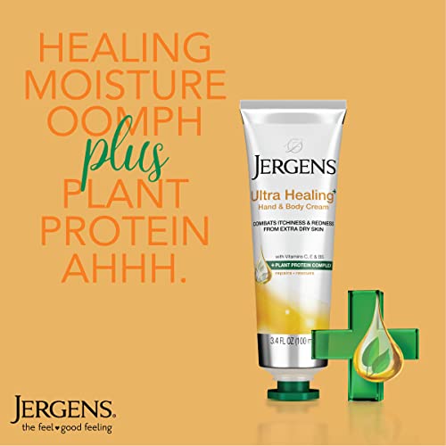 Jergens Ultra Healing Hand & Body Cream For Dry Skin, 3.4 Ounces, Formulated With Vitamins C, E & B5 Plus Plant Protein Complex, For Extra Dry Skin Relief #TOP2