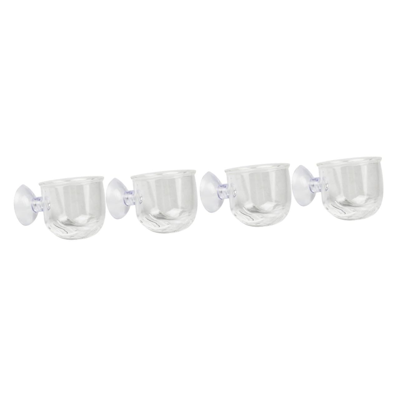 PRETYZOOM Alimentador De Peces Suministros Acuáticos Taza De Alimentación De Vidrio Equipo De Acuario Transparente Productos Acuáticos De Tanque Súper 4 Uds