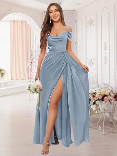 Fu Jiang Off The Shoulder Bridesmaid Dresses with Slit Cowl Neck Long Chiffon Formal Dress for Women3