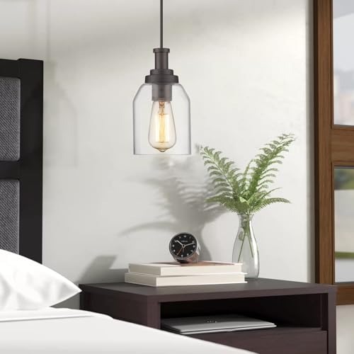 Image of zeyu 1-Light Farmhouse Pendant Light, Modern Hanging Pendant Lighting with Clear Glass Shade, Oil Rubbed Bronze Finish, ZG33M1L ORB
