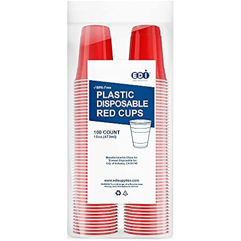 EDI PS Party Cups Red - 16 oz (100 pcs) (100, 16 Oz) Cover