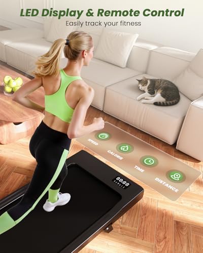 Image of DeerRun Under Desk Walking Pad Treadmill for Home & Office, 6% Manual Incline, 0.6-3.8 MPH Walking Speed, 300 lb Capacity, App & Remote Control