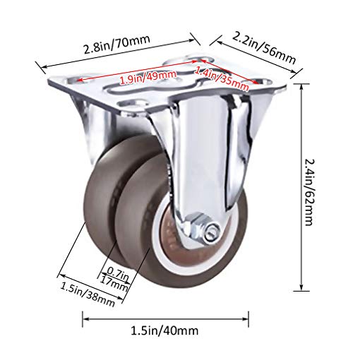 Roulette de meuble industrielle robuste double roue charge 400 kg avec vis de fixation