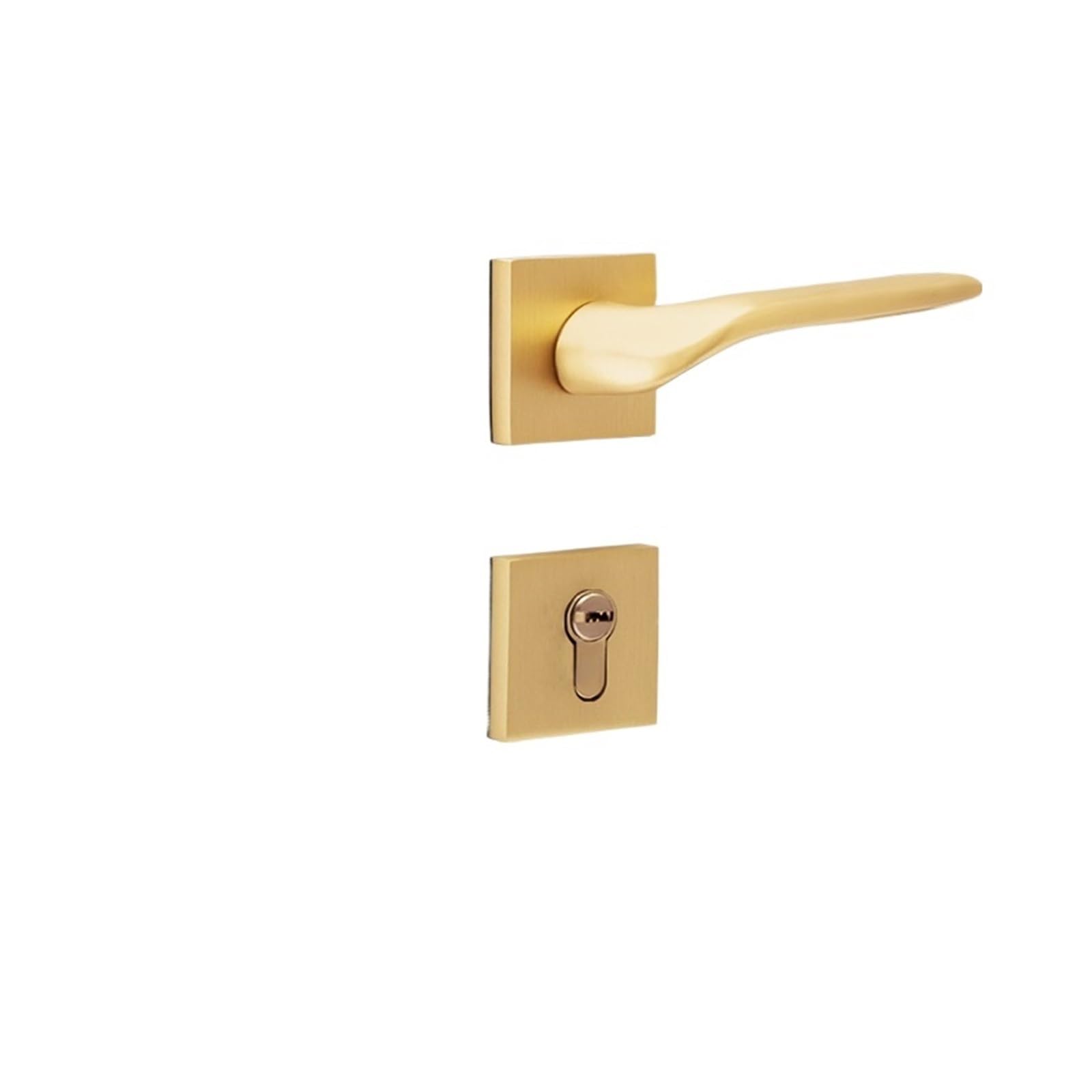 Poignée de porte magnétique en cuivre pur avec serrure de porte en bois