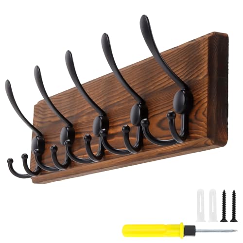 MOUYAT Perchero de pared de madera organizador