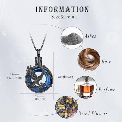 Tree of Life Urn Necklace for Ashes Eagle Ring Cremation Jewelry Eagle Keepsake Memorial Human Pets Ash Pendant Holder Gift for Women Men2