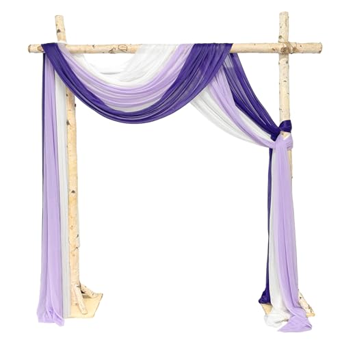 Roahosy 3 Panel Wedding Arch Draping Fabric, Purple Chiffon Backdrop Curtain Sheer Hanging Draping Fabric for Ceremonies, Parties, Festivals, Stage Decorations (30