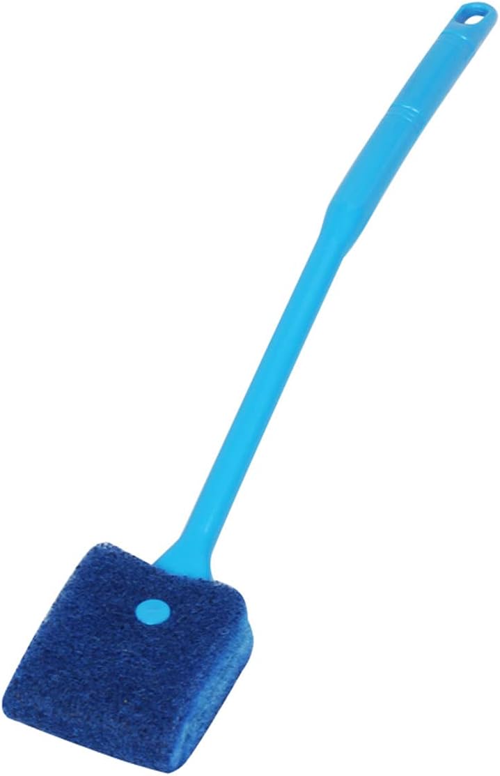 Ailindany Double-Sided Fish Tank Aquarium Cleaning Sponge Brush with Non-Slip Handle Blue