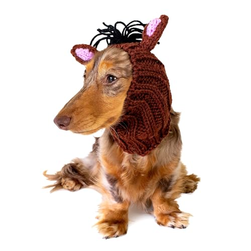 Zoo Snoods Horse Costume - Knit Pony Dog Snood Ear Wrap for Pets, Warm Neck Cover for Halloween and Winter (Small)