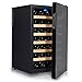 SHENXINCI Raffreddatore Vino con Porta in Vetro, Vetrina Vino, 28 Bottiglie, 12-18℃, Display A LED, 6 Ripiani, Illuminazione Interna, Nero [Classe di Efficienza Energetica C]