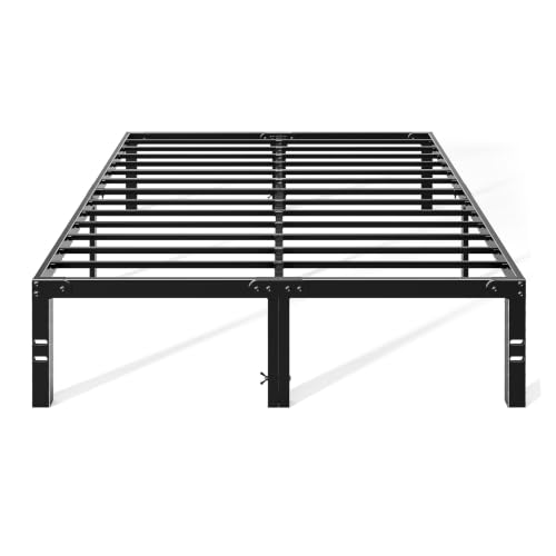 Image of OLIXIS 14in Full Size Metal Platform Bed Frame - Heavy Duty 500LBS Mattress Foundation with Storage Space, No Box Spring Needed, Sturdy Steel Slat Support, Easy Assembly, Black