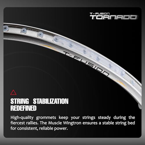 Image of Hundred T-Fusion Tornado Badminton Racket with Full Cover | ≤32 lbs | Performance Racket | Sturdy Frame & Smooth Swing | Offensive Shots & Fast Game