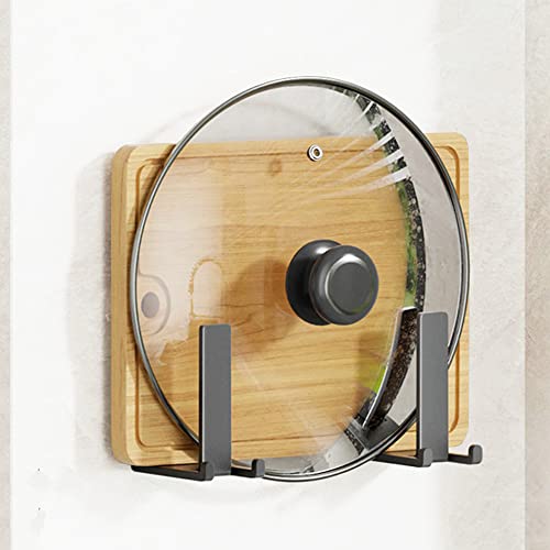 Melairy 4Pcs Topfdeckelhalter Deckelhalter Wand mit Haken, Selbstklebender Topfdeckel Wandhalter Pfannendeckel Halterung Deckelhalter für Schranktür für Hause Küche Cover