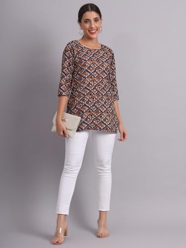 Image of PATLANI Women's Cotton Printed Short Fullstitched Kurti /Kurtas.