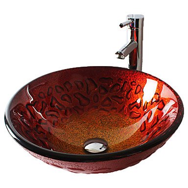 TY Round tempered glass modern bathroom set sink