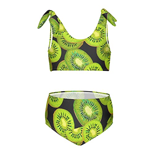 Image of Aflyko Fruit Girls' Swimwear Kiwi Green Summer 2-Piece Bikini Set Summer Swimsuit Holiday Bathing Suit Pool Party Beachwear Water Sport Tankini Set 5-6T
