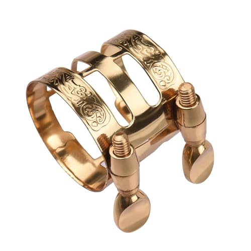 ダブルスクリュー調整式サックスリガチャー コンパクトサックスリガチャー マウスピースキャップ付き アルトサックス用 (サックスキャップ付き)