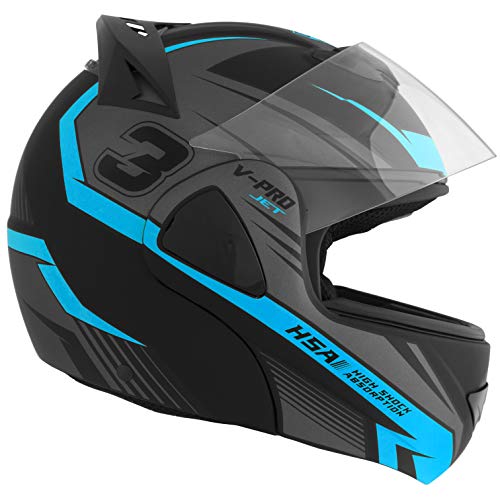 Pro Tork Capacete V-Pro Jet 3 Fosco 62 Preto/Azul Claro