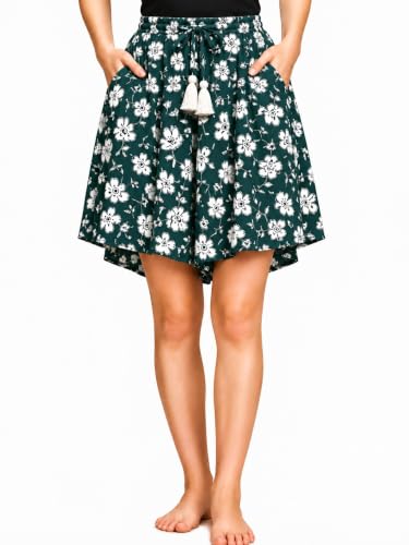 Image of B STORIES Women's Viscose Printed Lounge Culotte Shorts (Pack of 2)