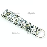 Floral Print Wristlet Fabric Lanyard Key Chain for Key fob, ID Badge Holder. Key, Purse, USB (Black)