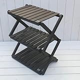 国産折りたたみ三段ラック ダークブラウン 富田木工所