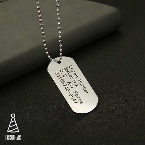 Erkennungsmarke silber, Hundemarke US Army Dog Tag - Kette als Soldaten Accessoire für Fasching & Karneval