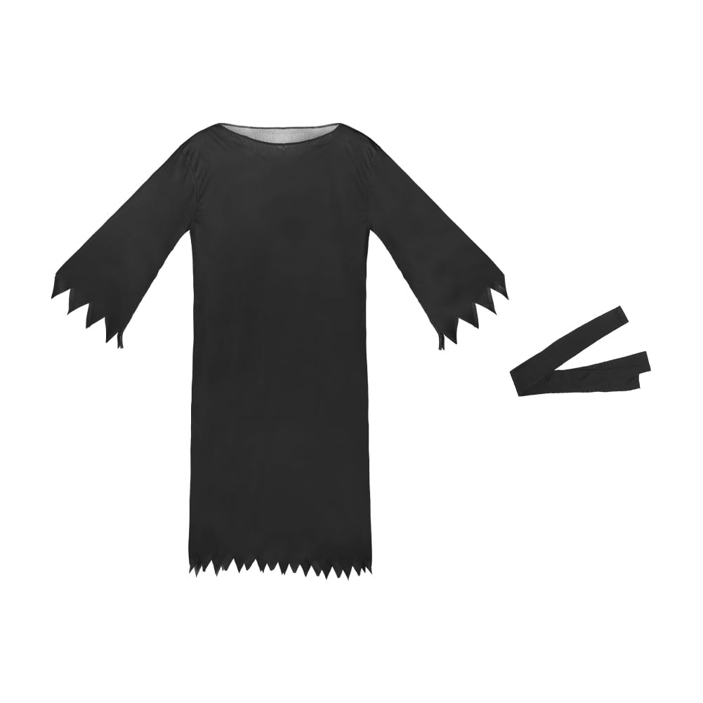 4 PCS Grim Reaper Costume Halloween Hooded Cloak Hoodies Robe Scythe Gloves Set Halloween Costume Fancy Dress Vampire Cloak Wizard Cape Long Cape Cosplay Costume Death Eater Ghost Costume for Adult - Image 4
