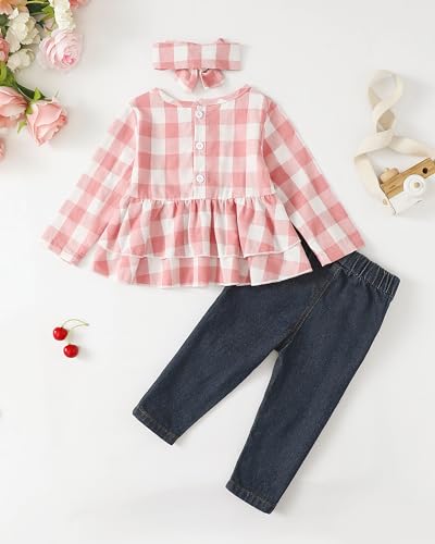 Image of Renotemy Baby Girl Clothes Toddler Girl Clothes Outfits Infant Clothing Jeans Pants Set Cute Clothes Set for Girls