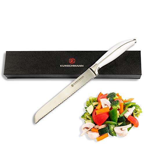 Kurschmann 8" Arctic White Bread & Wedding Cake Knife in Gift Box, Serrated