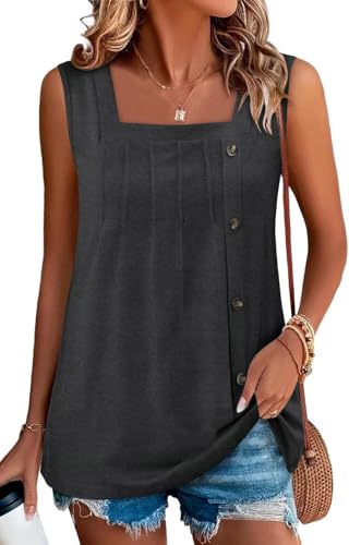 KISSMODA Womens Boho Tops for Summer Sleeveless Tanks Loose Fit Casual Blouse Daily Shirts for Leggings (S-3XL)