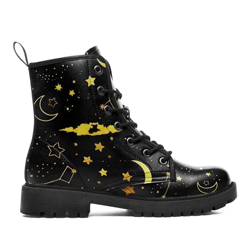 Women's Fashion Combat Boots Men's Starry Sky Ankle Boots Trendy Lace-up Water-proof Sun Moon Star Stylish Booties2