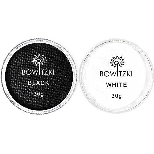 Bowitzki 30g Professional Face Paint Body Paint Water Based Face painting Makeup for Adults Split Cake Single Color (Black+White)