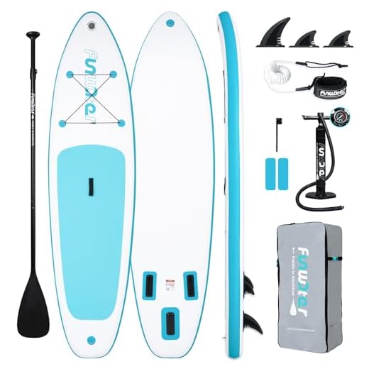 FunWater SUP Inflatable Stand Up Paddle Board 10'6×33"×6" Ultra-Light Inflatable Paddleboard with ISUP Accessories,Fins,Adjustable Paddle, Pump,Backpack, Leash