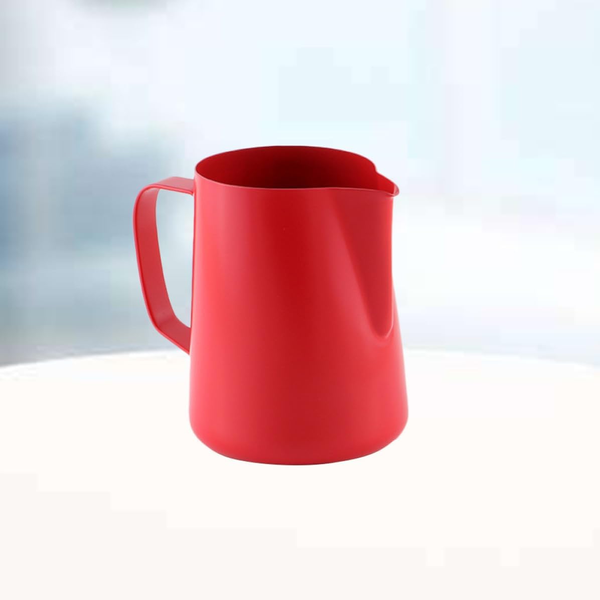 Milk Frothing Pitcher Red 400ml Stainless Steel for Coffee Making