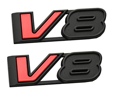 Emblemas V8 3D de alta durabilidad en negro y rojo para Truck Canyon