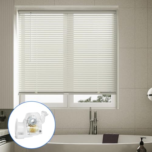 Image of 2PCS Replacement Tilt Mechanisms for Blinds, Household Parts that Require No Drilling, No-Installation Window Rollers, White, with 45x38 mm Hex Hole and 6 mm Bracket