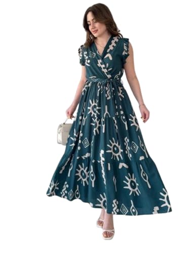 Image of Modestouze Attires Dress for Women Western Maxi Style, Indo Western Dresses, One Piece Long Gown, A Line Flared Pattern, Ethnic Look Outfit for Women