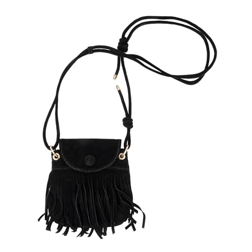 Image of Women Leather Fringe Messenger Bag Mini Hobo Crossbody Tassel Shoulder Bags