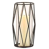 NUPTIO Black Candle Holders for Pillar Candles Geometric Candleholders with Hurricane Cylinder Glass...