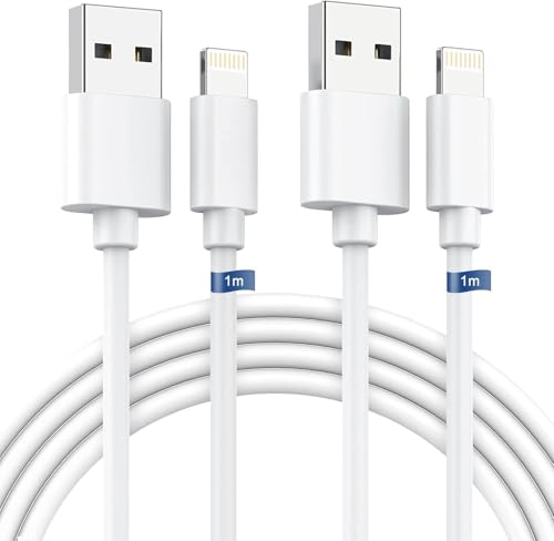iPhone 充電ケーブル 純正 1m 2本セット【2025新版 mfi認証品】 ipad 充電コード ライトニングケーブル アイフォン じゅうでん 超高耐久 lightning アイホン データ輸送 断線防止 iPhone14/13/12 Pro Max/11/X/8/iPad/AirPods/MacBookなど各種対応 (ホワイト)