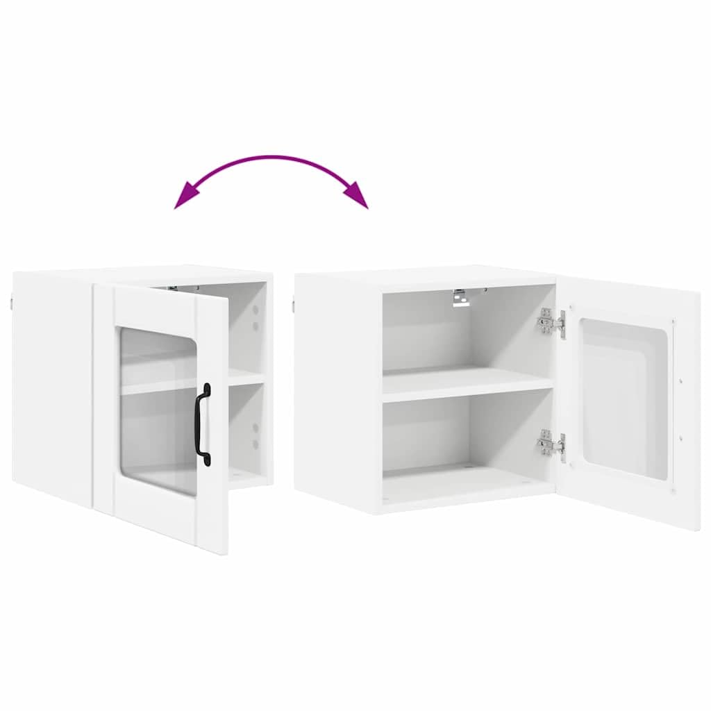 Lucca - Armadietto da parete in vetro bianco in legno 40 x 31 x 40 cm con anta, scaffale e spazio per cucina, sala da pranzo, dispensa e bar da caffè