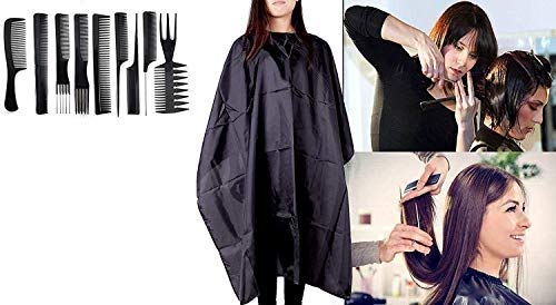 BOXO Professional Hair Comb Professional Multipurpose 10 Pcs Hair Comb Set with Cutting Apron Sheet Styling Tools (Comb + Apron)