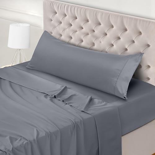 Image of Utopia Bedding 3-Piece Bed Sheet Set 150 x 200 cm, Grey - Polyester Microfibre, Oeko-Tex Certified, 1 Fitted Sheet 150 x 200 cm, 1 Flat Sheet 266 x 259 cm and 1 Pillowcase 45 x 170 cm