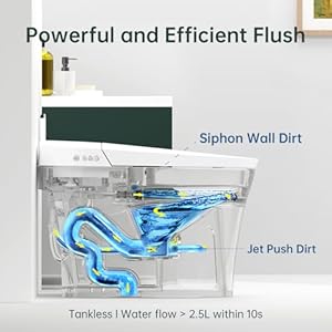 EPLO Smart Toilet,One Piece Bidet Toilet for Bathrooms,Modern Elongated Toilet with Warm Water,Dual Auto Flush,Foot Sensor Operation,Heated Bidet Seat,Electric Tankless Toilets with LED Display E16 EPLO Smart ToiletOne Piece Bidet Toilet for BathroomsModern Elongated Toilet with Warm WaterDual Auto FlushFoot Sensor OperationHeated Bidet SeatElectric Tankless Toilets with LED Display E16