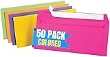 1InTheOffice EasyClose Neon Brights Color Envelopes, 10, Assorted, 4 1/8