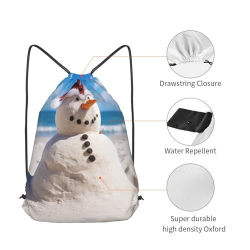 Drawstring Bag for Women Lightweight Sports Gym Bag Beach Sandy Snowman Soccer Backpack for Travel4