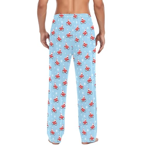 Santa Claus Rides Motorcycle Men's Pajamas Pants Cotton Sleep Bottoms Pants Lounge Sleepwear - S3