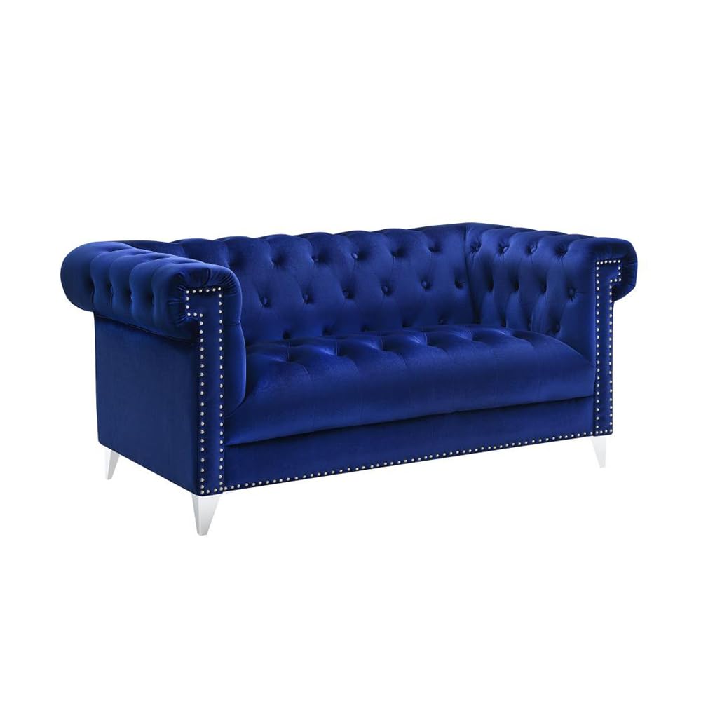 Bleker Tufted Tuxedo Arm Loveseat Blue