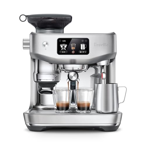 Breville the Oracle™ Jet Automatic Espresso Machine with Grinder & Milk Frother, Espresso Maker with Touchscreen, Cappuccino & Latte Machine for Home, BES985BSS, Brushed Stainless Steel